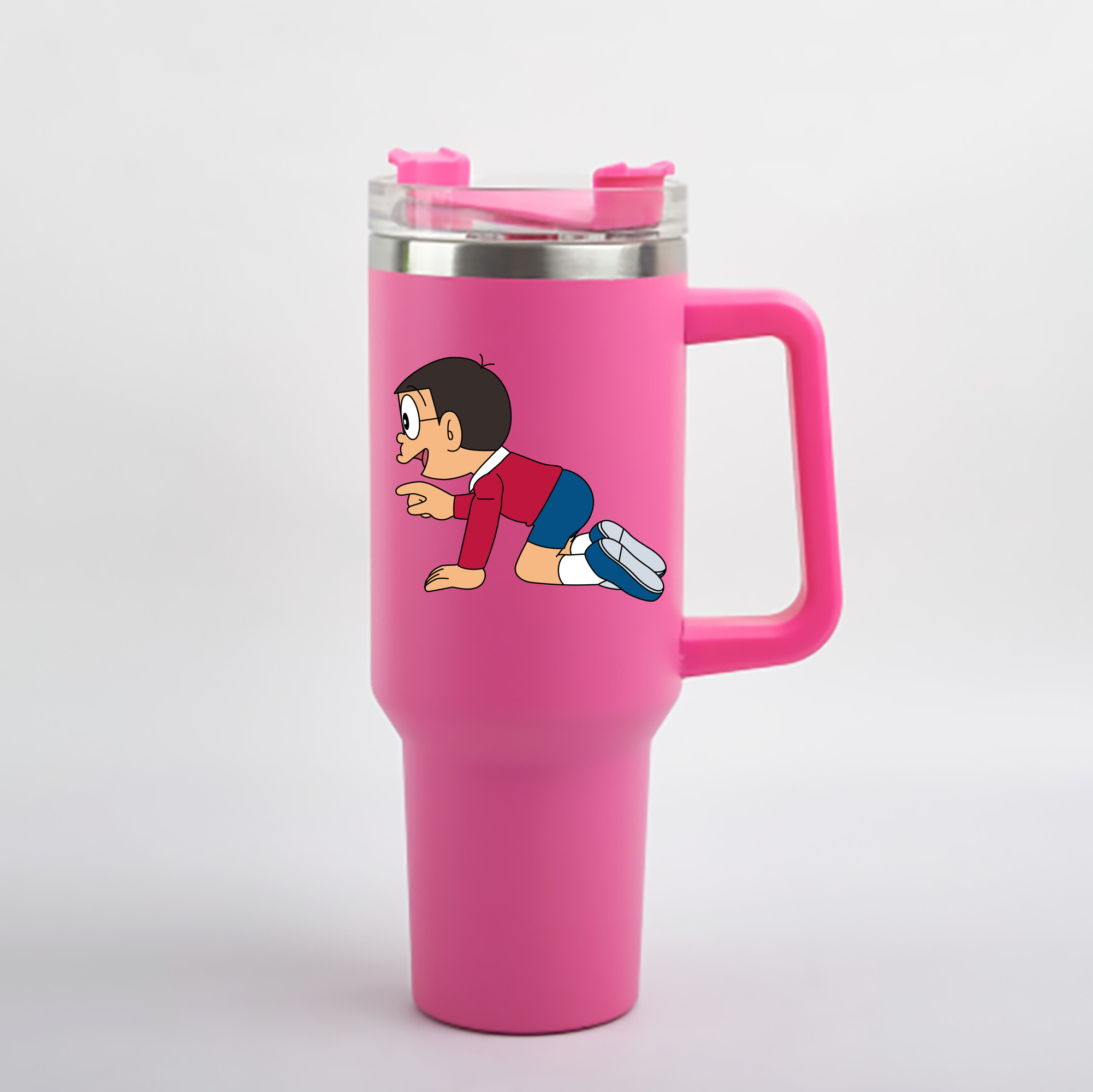 （画像用） ドラえもん 野比 のび太 Doraemon Nobita Nobi 1200mL車用タンブラー - クリスタルステッカー（プラスチックストロー付き）